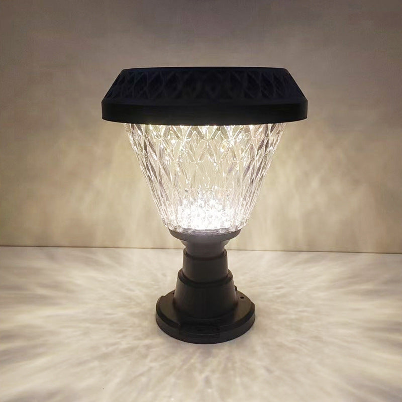 Modern Simplicity Solar Waterproof Plastic PC Round Square LED Outdoor Pillar Light Landscape Lighting For Garden