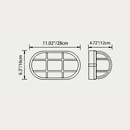 Contemporary Industrial Waterproof Aluminum Glass Frosted Oval Striped 1-Light Wall Sconce Lamp For Outdoor Patio