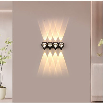 Contemporary Creative Waterproof Aluminum Acrylic Diamond LED Wall Sconce Lamp For Outdoor Patio