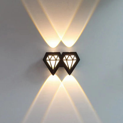 Contemporary Creative Waterproof Aluminum Acrylic Diamond LED Wall Sconce Lamp For Outdoor Patio