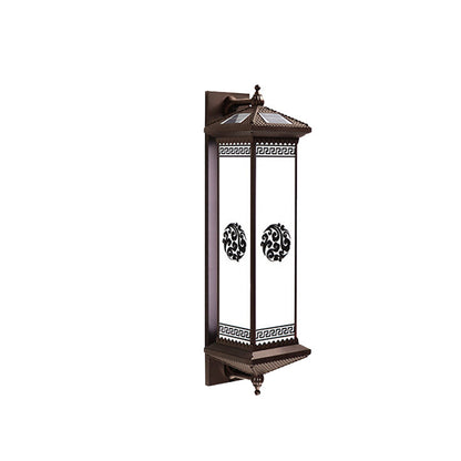 Traditional Chinese Waterproof ABS Aluminum Glass Rectangular Happiness Wealth Pattern LED Wall Sconce Lamp For Outdoor Patio