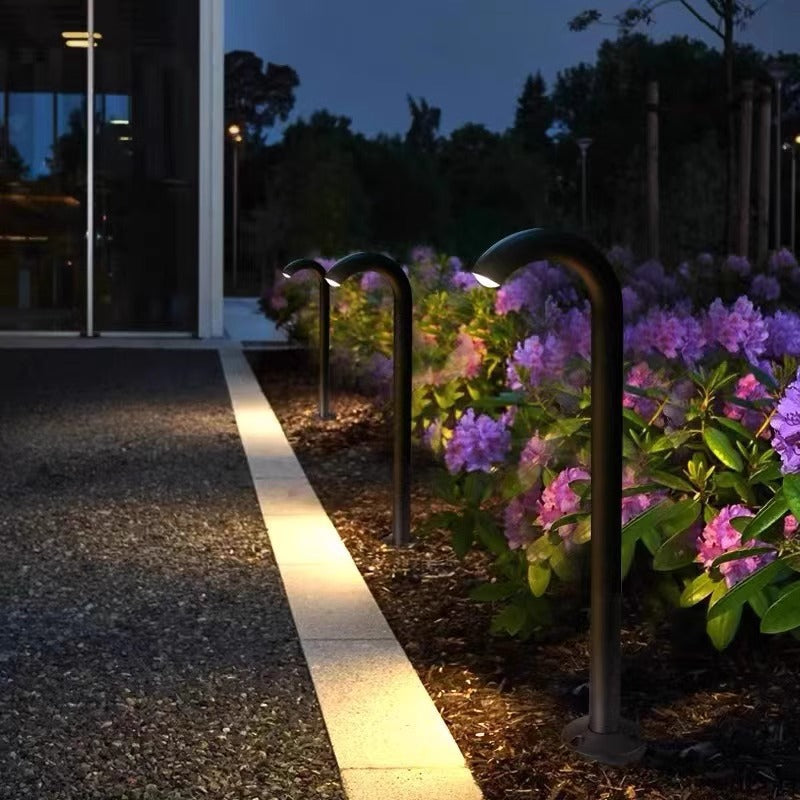 Contemporary Industrial Waterproof Aluminum Reinforced Glass Bent Tube LED Outdoor Light Landscape Lighting For Garden