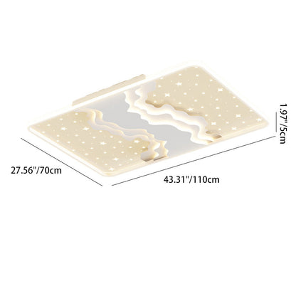 Contemporary Nordic Iron Acrylic Starry Sky Ocean Round Square Rectangular LED Flush Mount Ceiling Light For Bedroom