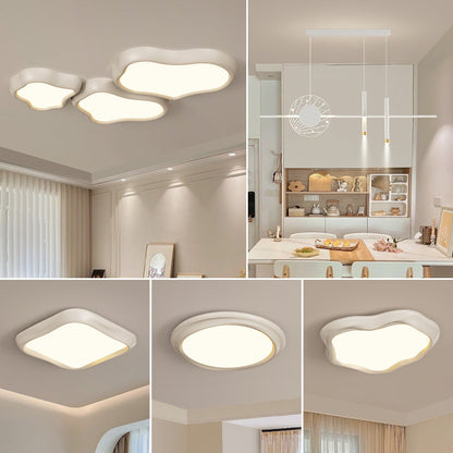 Contemporary Nordic Iron Resin Acrylic Cloud Round Square LED Flush Mount Ceiling Light For Living Room