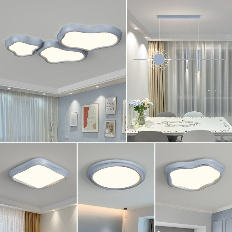 Contemporary Nordic Iron Resin Acrylic Cloud Round Square LED Flush Mount Ceiling Light For Living Room