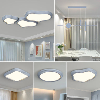 Contemporary Nordic Iron Resin Acrylic Cloud Round Square LED Flush Mount Ceiling Light For Living Room