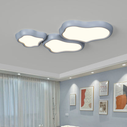 Contemporary Nordic Iron Resin Acrylic Cloud Round Square LED Flush Mount Ceiling Light For Living Room