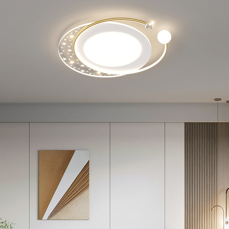 Contemporary Nordic Iron Acrylic Star Round Square Oval Moon Rectangular LED Flush Mount Ceiling Light For Living Room