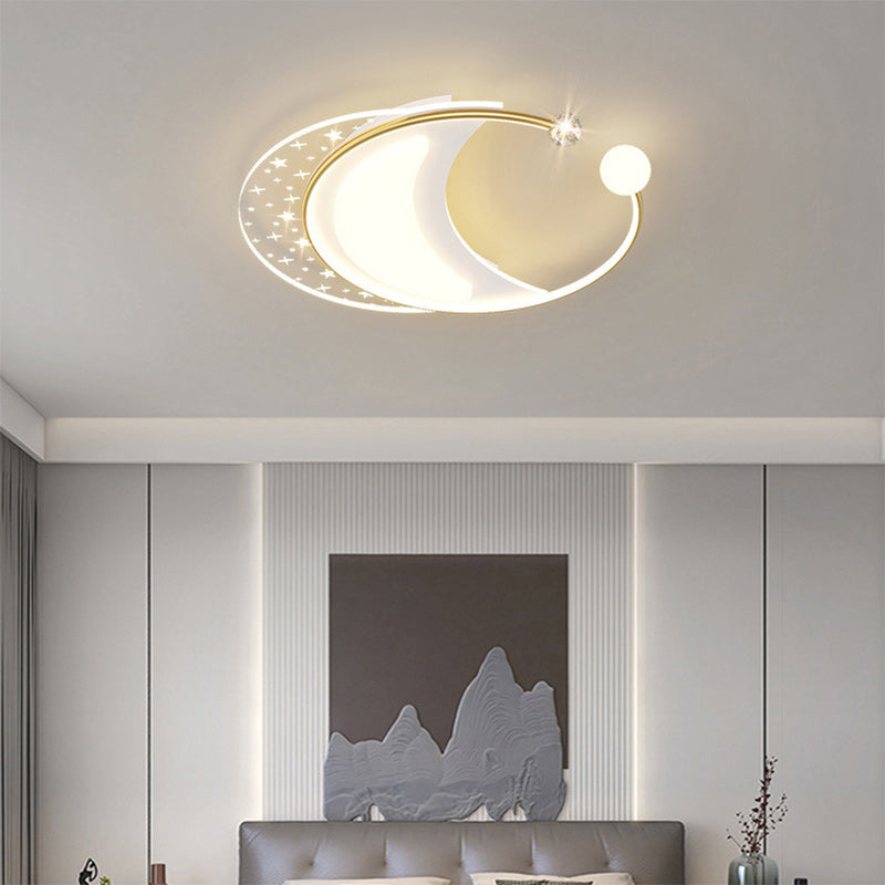 Contemporary Nordic Iron Acrylic Star Round Square Oval Moon Rectangular LED Flush Mount Ceiling Light For Living Room