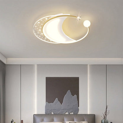 Contemporary Nordic Iron Acrylic Star Round Square Oval Moon Rectangular LED Flush Mount Ceiling Light For Living Room