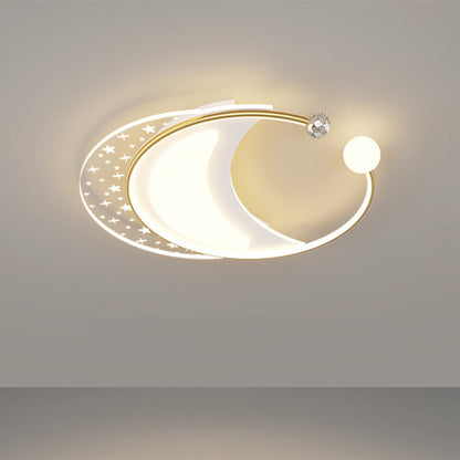 Contemporary Nordic Iron Acrylic Star Round Square Oval Moon Rectangular LED Flush Mount Ceiling Light For Living Room