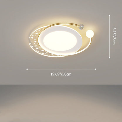 Contemporary Nordic Iron Acrylic Star Round Square Oval Moon Rectangular LED Flush Mount Ceiling Light For Living Room