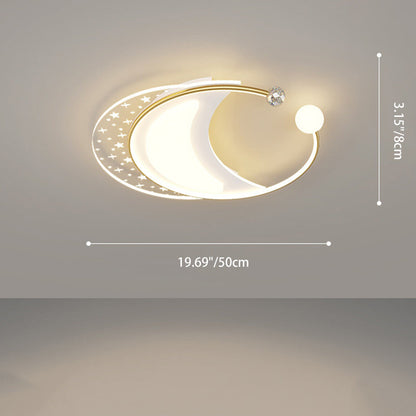 Contemporary Nordic Iron Acrylic Star Round Square Oval Moon Rectangular LED Flush Mount Ceiling Light For Living Room