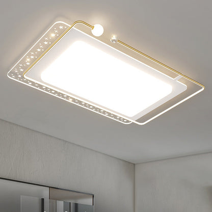 Contemporary Nordic Iron Acrylic Star Round Square Oval Moon Rectangular LED Flush Mount Ceiling Light For Living Room