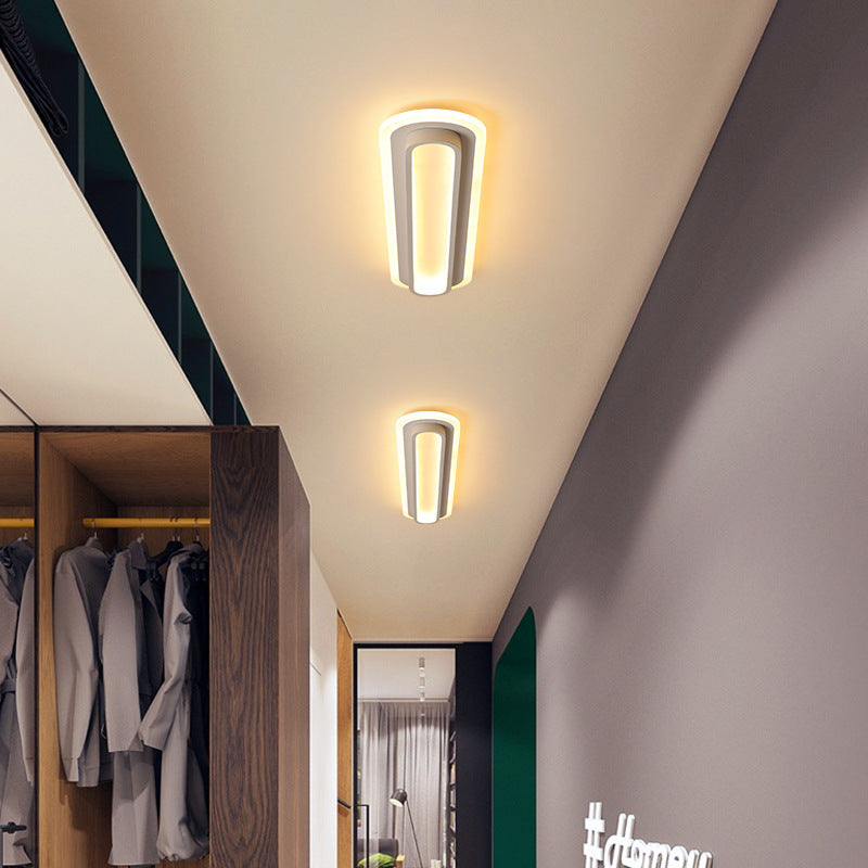 Modern Minimalist Aluminum Iron Acrylic Oval Strip LED Flush Mount Ceiling Light For Hallway