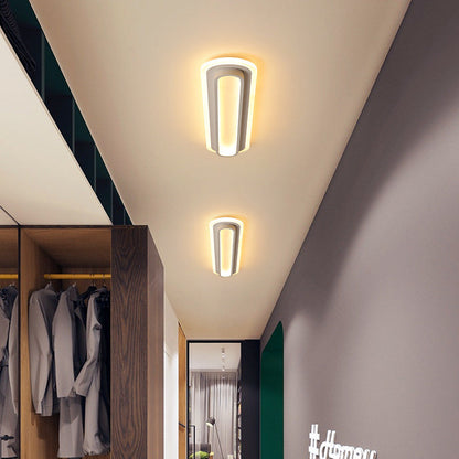Modern Minimalist Aluminum Iron Acrylic Oval Strip LED Flush Mount Ceiling Light For Hallway
