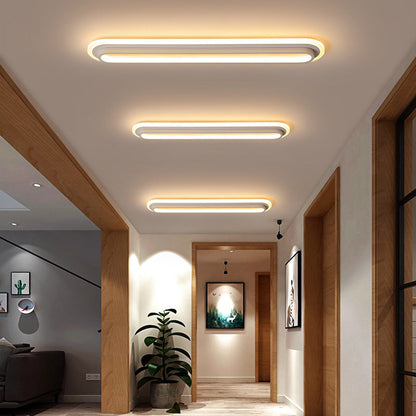 Modern Minimalist Aluminum Iron Acrylic Oval Strip LED Flush Mount Ceiling Light For Hallway