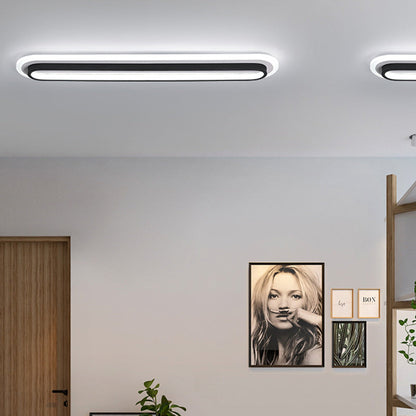 Modern Minimalist Aluminum Iron Acrylic Oval Strip LED Flush Mount Ceiling Light For Hallway