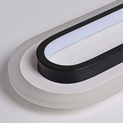 Modern Minimalist Aluminum Iron Acrylic Oval Strip LED Flush Mount Ceiling Light For Hallway
