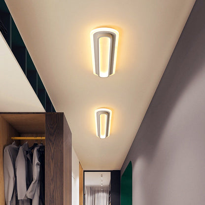 Modern Minimalist Aluminum Iron Acrylic Oval Strip LED Flush Mount Ceiling Light For Hallway