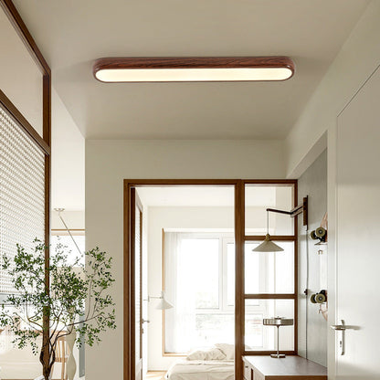 Contemporary Retro Iron PVC Strip Oval LED Flush Mount Ceiling Light For Hallway