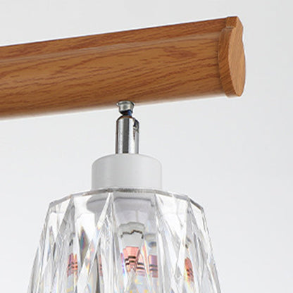 Contemporary Retro Aluminum Wood Acrylic Cylinder Zipper Foldable 4-Light Semi-Flush Mount Ceiling Light For Dining Room