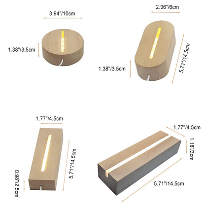 Contemporary Creative Rechargeable Solid Wood Round Rectangular Elliptical LED Table Lamp Night Light For Bedroom