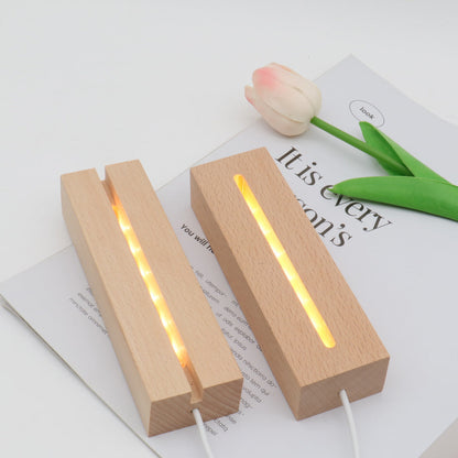 Contemporary Creative Rechargeable Solid Wood Round Rectangular Elliptical LED Table Lamp Night Light For Bedroom
