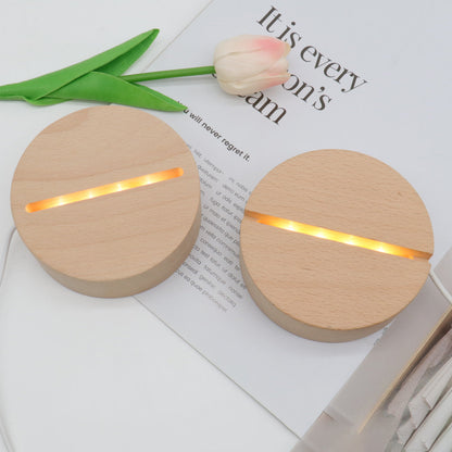 Contemporary Creative Rechargeable Solid Wood Round Rectangular Elliptical LED Table Lamp Night Light For Bedroom