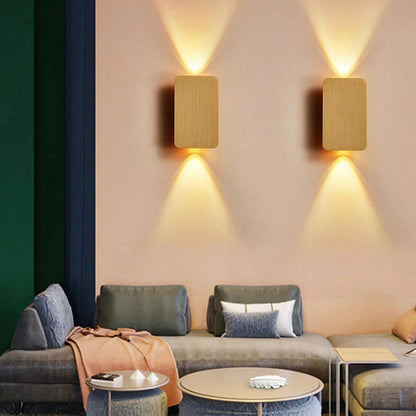 Nordic Minimalist Aluminum Rectangular Flat Panel 2-Light LED Wall Sconce Lamp