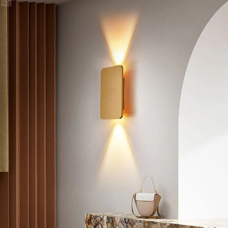 Nordic Minimalist Aluminum Rectangular Flat Panel 2-Light LED Wall Sconce Lamp