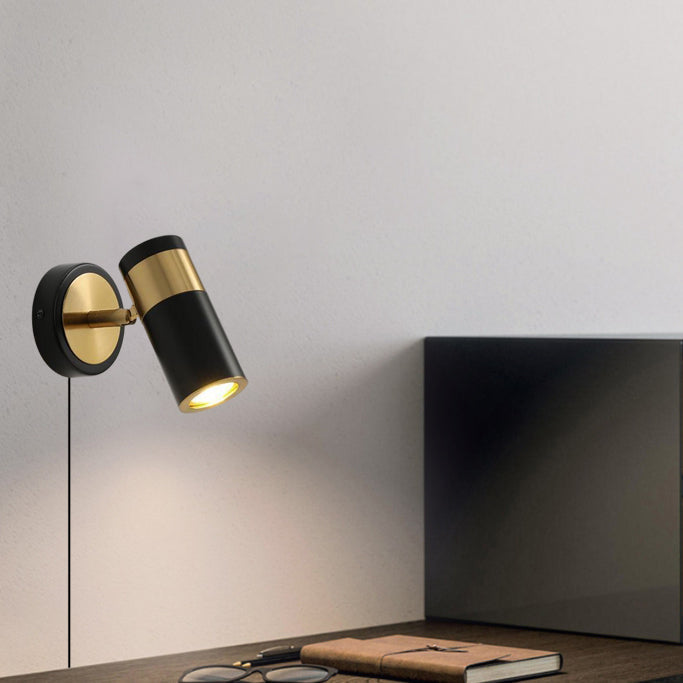 Modern Simplicity Plated Cylindrical Spotlight 1-Light Reading Wall Sconce Lamp