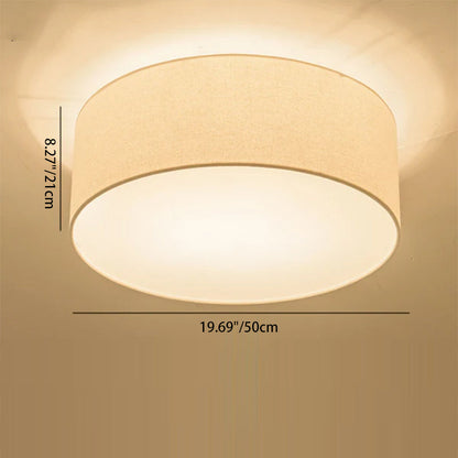 Nordic Minimalist Round Drum Fabric 3/5 Light Flush Mount Ceiling Light