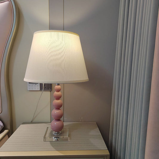 Modern Crystal Pink Beaded 1-Light Table Lamp