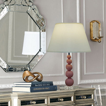 Modern Crystal Pink Beaded 1-Light Table Lamp