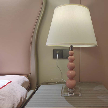 Modern Crystal Pink Beaded 1-Light Table Lamp
