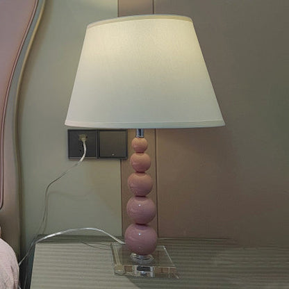 Modern Crystal Pink Beaded 1-Light Table Lamp