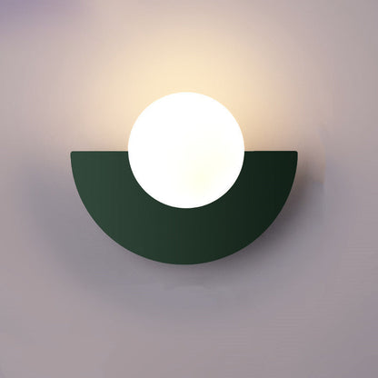 Modern Minimalist Glass Spherical Colorful Semicircle Design 1-Light Wall Sconce Lamp