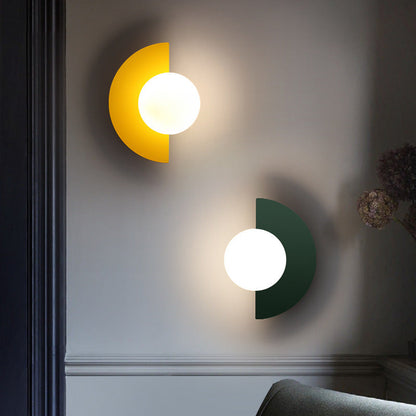 Modern Minimalist Glass Spherical Colorful Semicircle Design 1-Light Wall Sconce Lamp