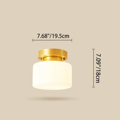 Modern Nordic Cylinder Glass 1-Light Semi-Flush Mount Lighting For Bedroom