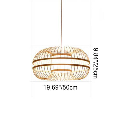 Japanese Element Bamboo Drum 1-Light Pendant Light