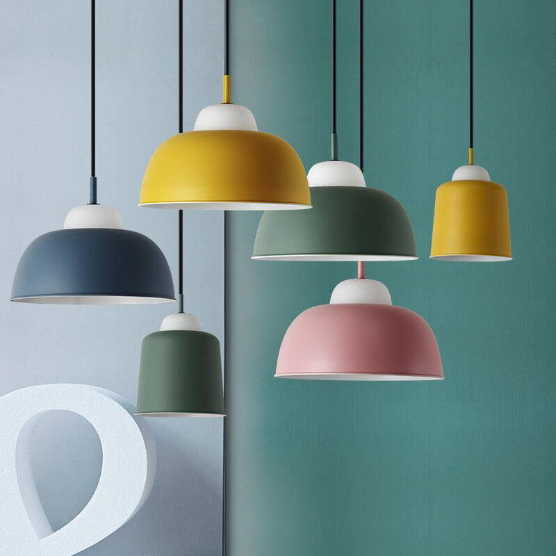 Nordic Creative Macaron Aluminum 1-Light Dome Pendant Light