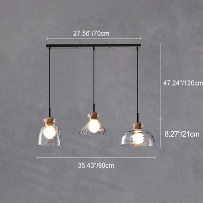 Nordic Clear Rippled Glass Shaded 1-Light Pendant Light
