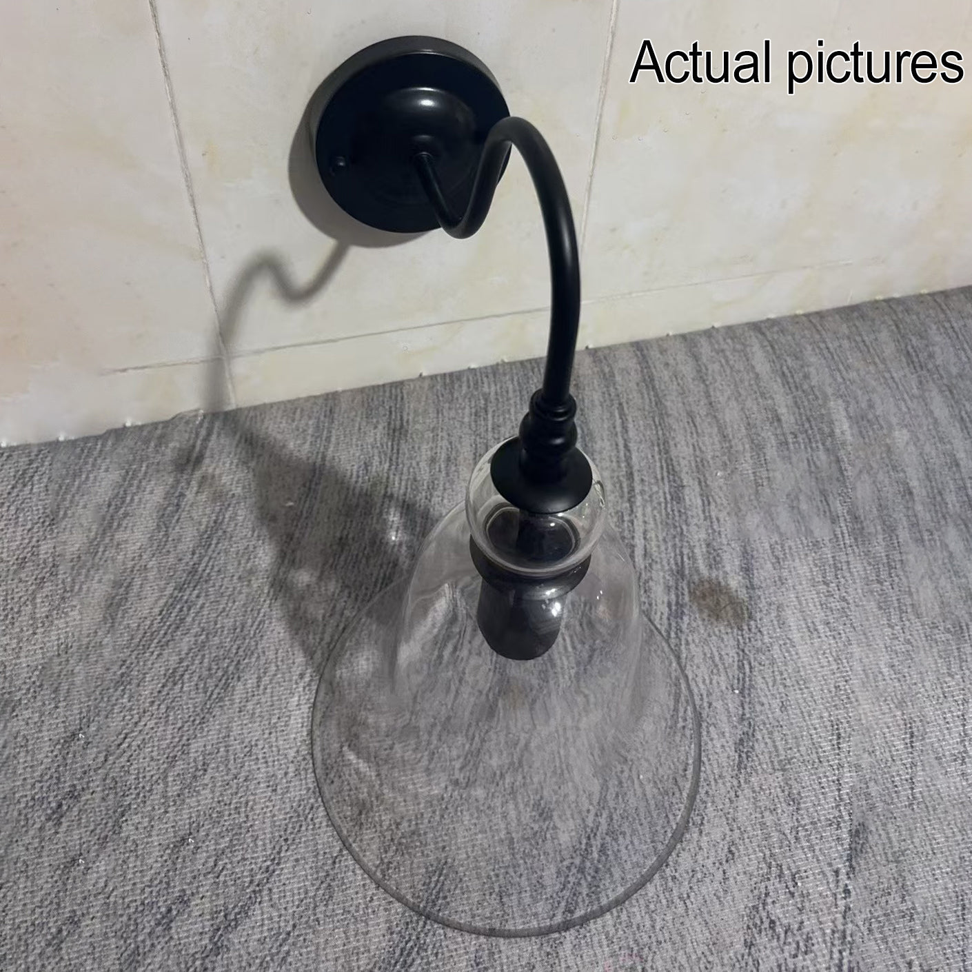 Vintage Industrial Clear Glass Bell 1-Light Wall Sconce Lamp