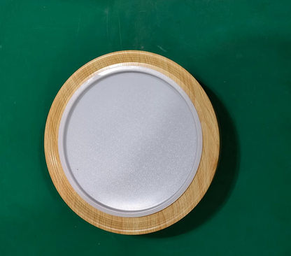 Modern Simple Wood Grain Round Iron LED Flush Mount Ceiling Light