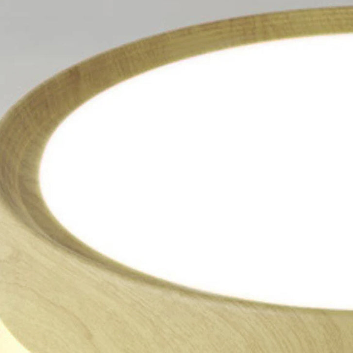 Modern Simple Wood Grain Round Iron LED Flush Mount Ceiling Light