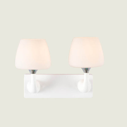 Nordic Minimalist White Iron Glass Cup Shade 1/2 Light Wall Sconce Lamp