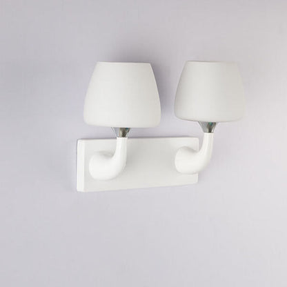 Nordic Minimalist White Iron Glass Cup Shade 1/2 Light Wall Sconce Lamp