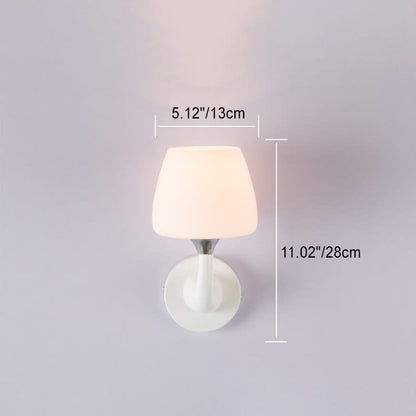 Nordic Minimalist White Iron Glass Cup Shade 1/2 Light Wall Sconce Lamp
