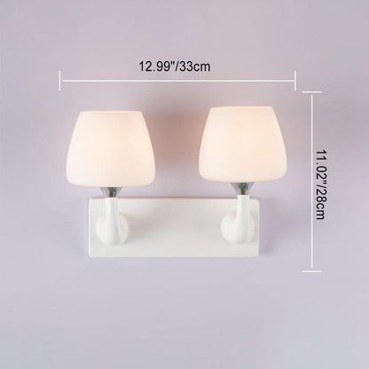 Nordic Minimalist White Iron Glass Cup Shade 1/2 Light Wall Sconce Lamp